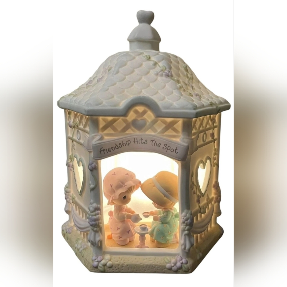 SOLD Vintage NIB Enesco Friendship Tea Time The Spot Gazebo Cord & Light